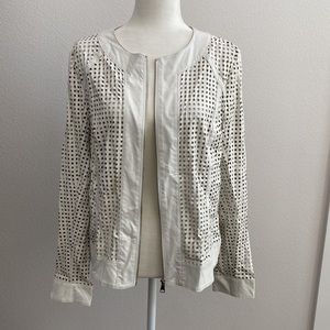 Dolce Cabo Fenestrated White Leather Jacket Womens Size L